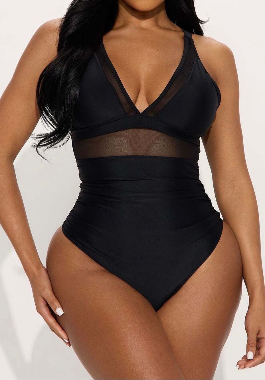 Fashion Nova Take A Dip Mesh Cutout Tummy Control 1 Piece Swimsuit